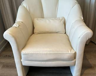 Pair of pebble textured pleather reupholstered chairs (matches the upholstery on the antique sofa). Pair $600. Each measures 32"H x 31"W x 29"D. Call Patty (or text) with offers to buy and setup a pickup. We will make pickup easy for you! 847-772-0404.