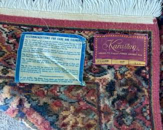 Karastan small are a rug measures 64" long (including fringe) x 34" wide. $175. Call Patty (or text) with offers to buy and setup a pickup. We will make pickup easy for you! 847-772-0404.