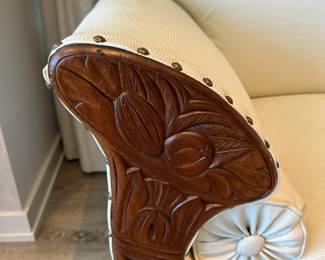 Fabulous reupholstered and restored antique sofa in a pleather pebble texture. Measures 38" tall x 80" long x 27" deep. $1200. Call Patty (or text) with offers to buy and setup a pickup. We will make pickup easy for you! 847-772-0404.