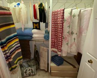 Several antique textiles …