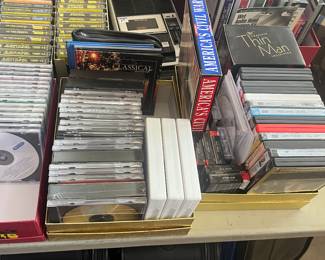 CDs dvd and cassettes and vhs