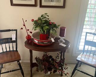 Part of a set of Hitchcock
Style chairs and vintage parlor table