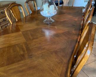 Dining table with 8 chairs.