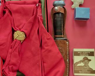 Boy scout items and Indian arrowheads