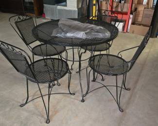 Vintage outdoor black iron patio set