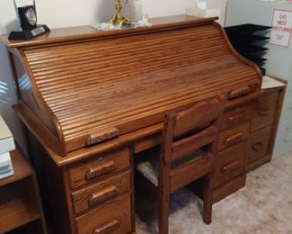 Oak roll top desk