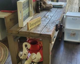 Vintage 1800 Work Bench, Distressed Wood Finish