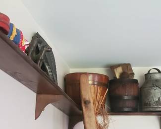 Water Barrels, Fruit Ladder
