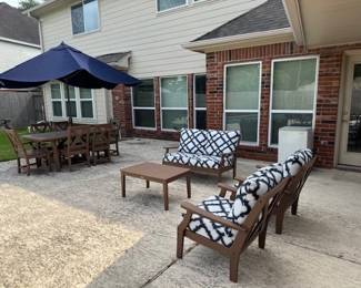 "Pollywood" 2 chairs ,table, 2 cushion love couch Navy Blue