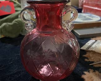 Cranberry glass vase