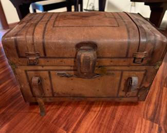 19th century leather steamer trunk