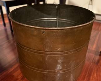 Large brass primitive bucket..great for warming up a space
