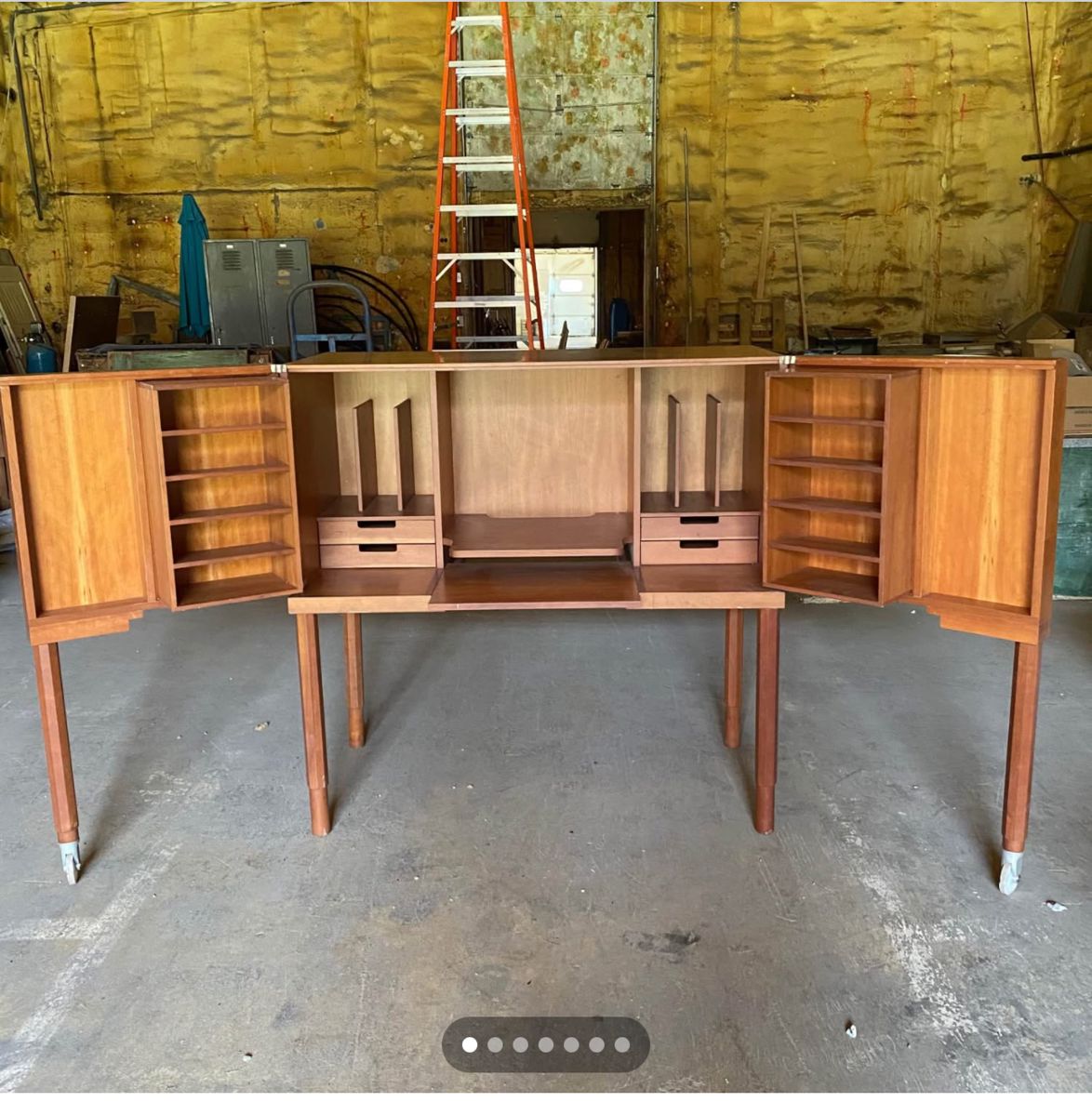 Danish mid century magic box desk on high legs