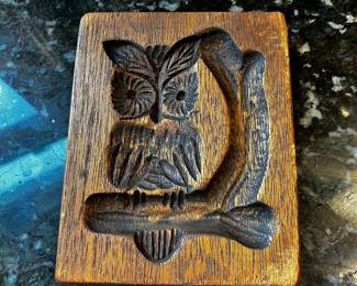 Vintage German Hand Carved Wooden Owl Mold