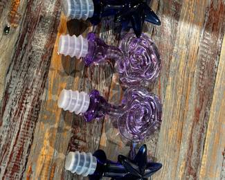 Purple Art Glass Wine Bottle Stoppers