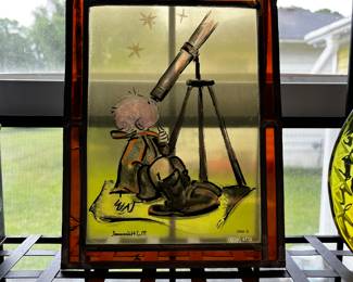 HUMMEL HAND PAINTED STAIN GLASS WINDOW PLAQUE