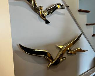 70s Seagulls Wall Decor Bird Wall Hanging. Brass Room Decor