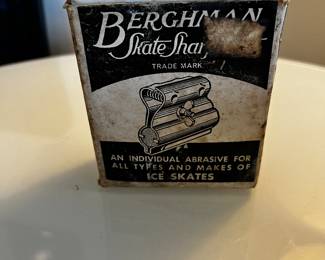 Vintage Berghman Ice Skate Sharpener In Box Metal Universal Adjustable USA 1960s