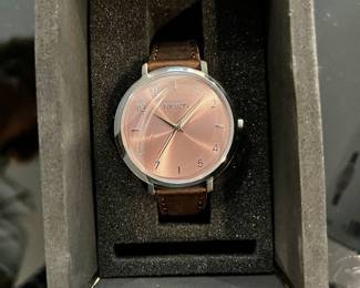Nixon Arrow Leather Silver Pale Lavender Watch