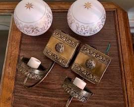 Brass sconces with original globes