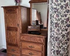 Armoir and chest of drawers ~ newly drycleaned quilt and valances...