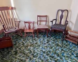 Chairs of all types and book/magazine racks