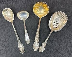 Variety of Sterling Silver Serving Spoons
Includes a Vintage Sterling Silver Nut Bon Bon Spoon, gravy spoon, sauce spoon and more