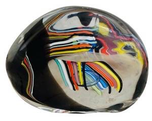 Large Hand-Blown Art Glass Paperweight
Features a beautiful colorful swirled design.
Measures 23” H x 22.5” L x 5.75” D