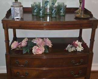 Mahogany Serving Cart with 2 Drawers