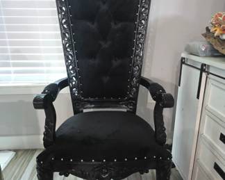 Ornate Ebony High Back Chair - We have 2