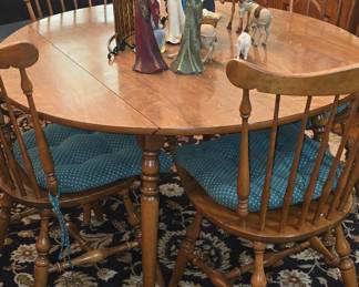 Maple Round Dining Table with drop down leaves - 6 Chairs and 2 More Leaves to make it bigger