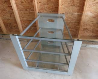 television stand with 3 glass shelves