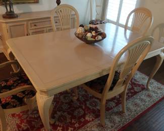 dining room table, one leaf, 6 chairs