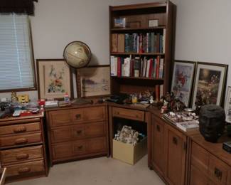 5 piece set of bedroom chests or can be bought individually books, pictures