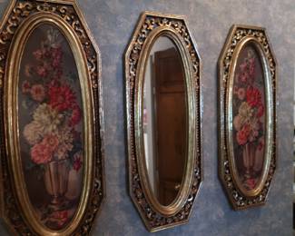 2 pictures with matching center mirror