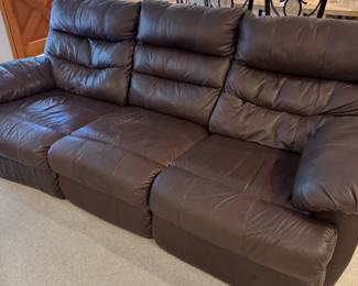 Recliner sofa with matching loveseat recliner and recliner chair.