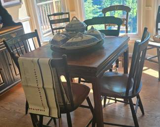 Spode Lazy Susan, Asian Style Table, Hitchcock Chairs