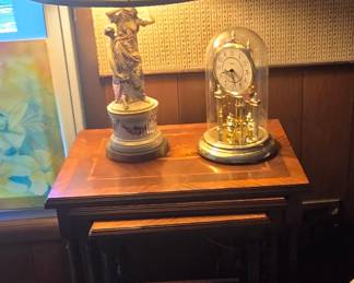 Figural Lamp, Anniversary Clock, Nesting Tables