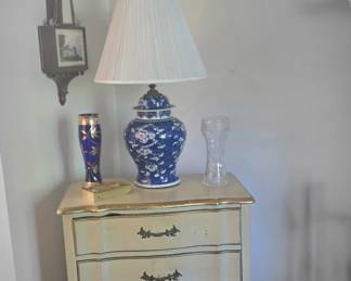 Seth Thomas Banjo Wall Clock, Vase, Nice Asian Style Lamp, Brass Decorator Item, Chest
