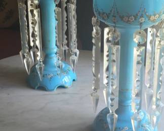Opalescent Blue Glass Lusters