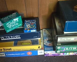 Golf Games, Biblical Trivia, Pictionary, Scotland yard, Go Fish Games
