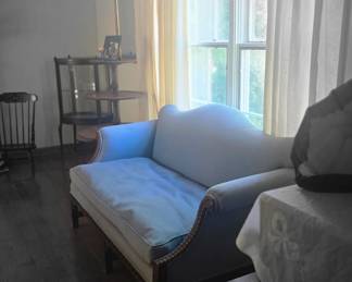 Living Rm, Child's Rocker, Tiered Table, Display Cabinet, Sofa