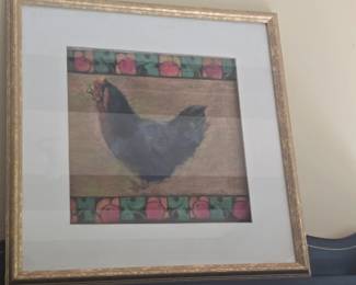Pastel Chicken Art Framed