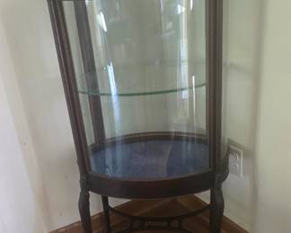 Oval Wood Glass Display Cabinet