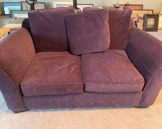 Deep purple love Seat- good condition - 3 pillows 60" w x 32"L x 39" D