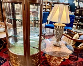 Louis XV Style Mahogany Vitrine with Marquetty
