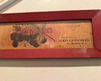 Framed vintage NC fruit label