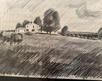 Charcoal on paper...landscape. Signed.