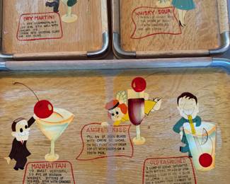 Mid century comic drink trays