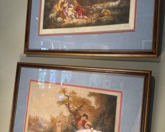 Antique engravings based on the paintings of Boucher